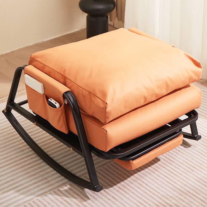 Simple Scratch-tolerant Upholstered Rocking Chair with Padded Seat and Track Arm