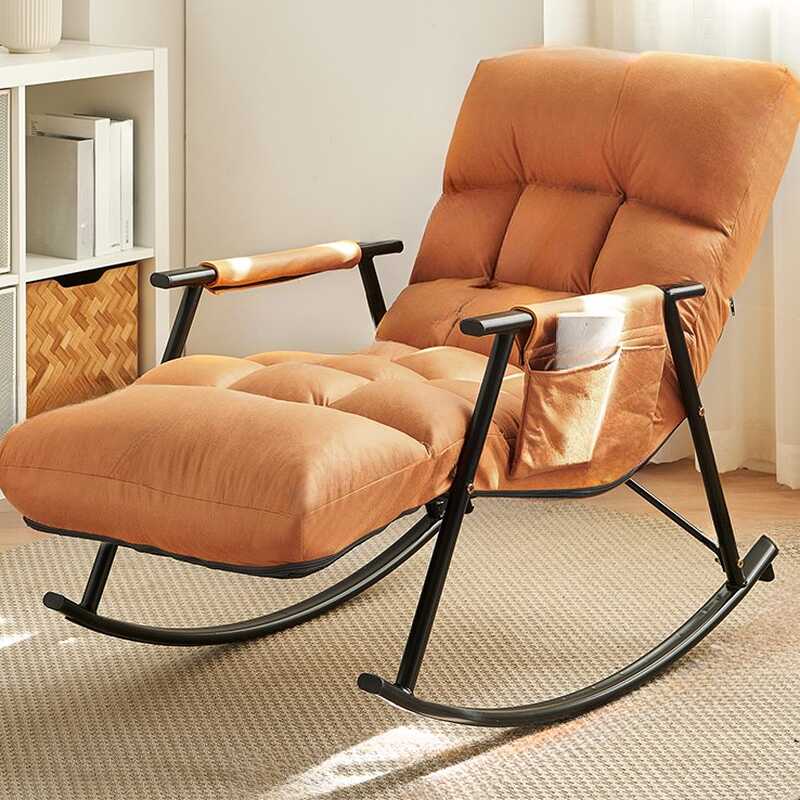 Simple Scratch-tolerant Upholstered Rocking Chair with Track Arm