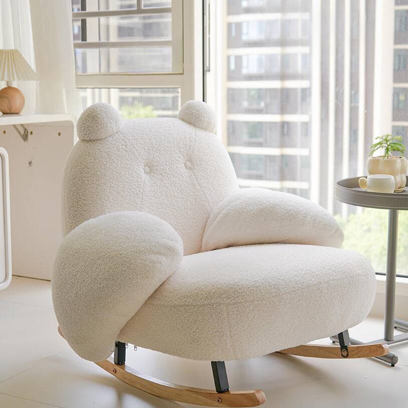 Simple Upholstered 2 Piece Set Rocking Chair with Ottoman and Padded Upholstery