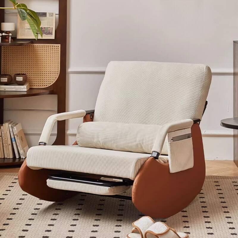 Trendy Scratch-defiant Upholstered Rocking Chair with Track Arm and Upholstered