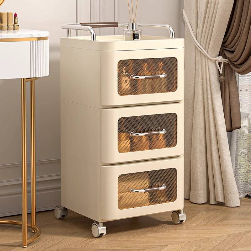 Simple 5 Tiers/4 Tiers/3 Tiers 2 Tiers/1 Tiers Off-White Plastic & Acrylic Bachelor Chest with Swivel Wheels
