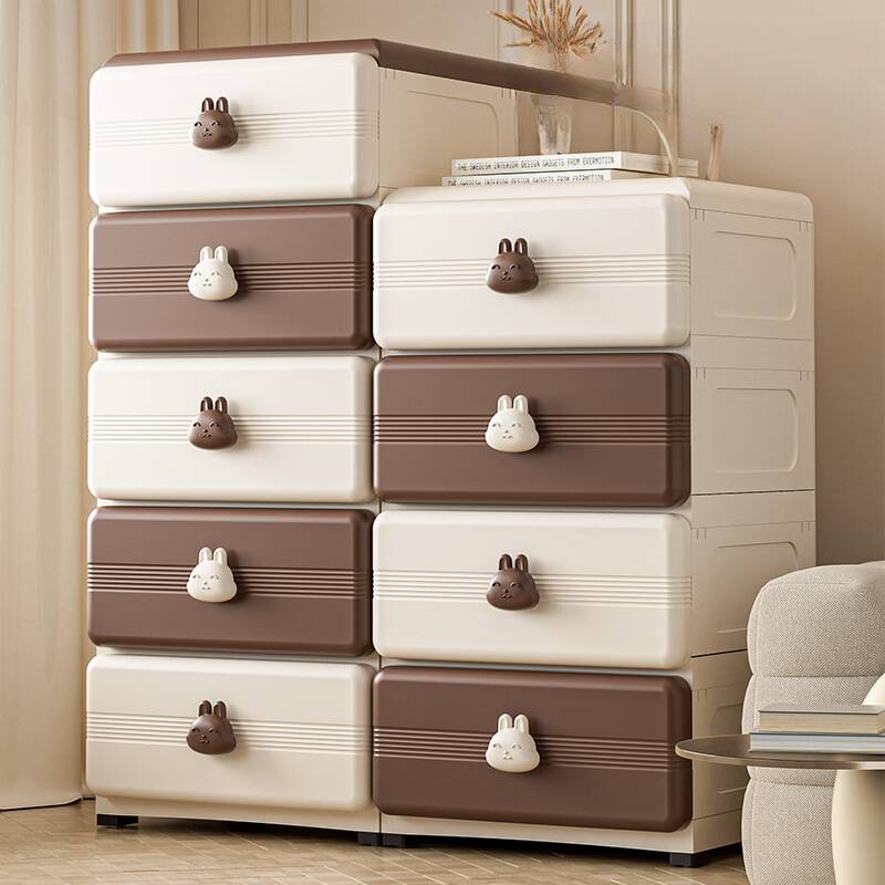 5 Tiers/4 Tiers Plastic & Acrylic Bachelor Chest with Caster Wheels in a Modern Simple Style