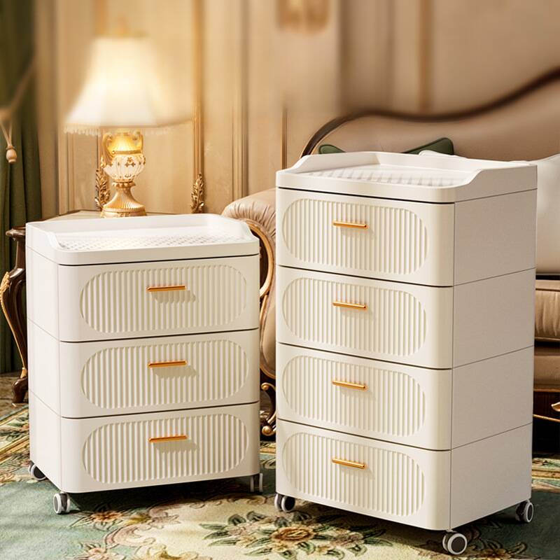 Minimalist 5 Tiers/4 Tiers/3 Tiers Ivory/2 Tiers Plastic & Acrylic Bachelor Chest with Swivel Wheels