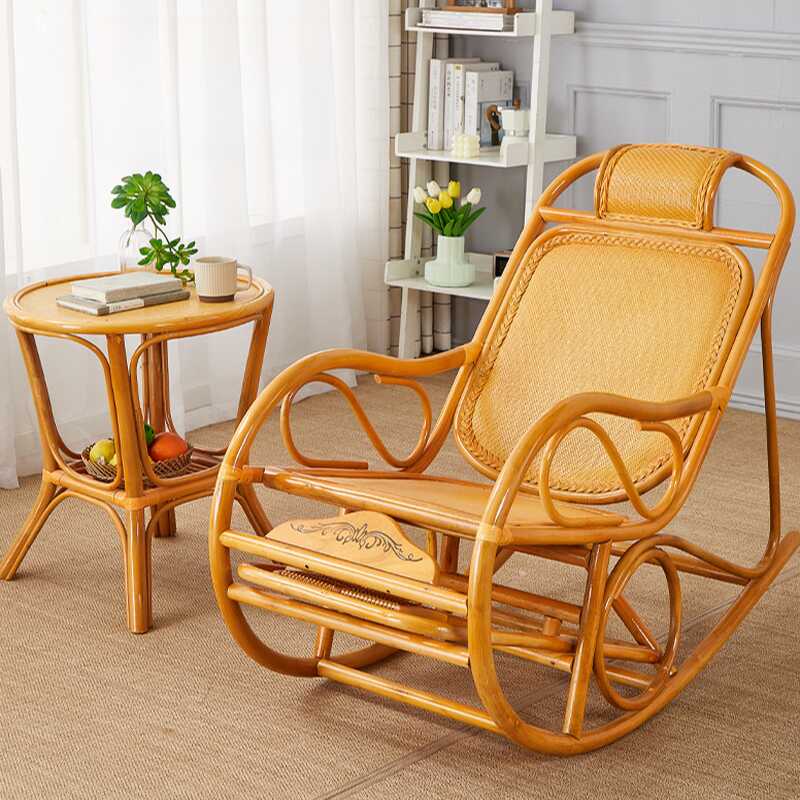 Wood Colour Simple Willow Rocking Seat with Track Arm