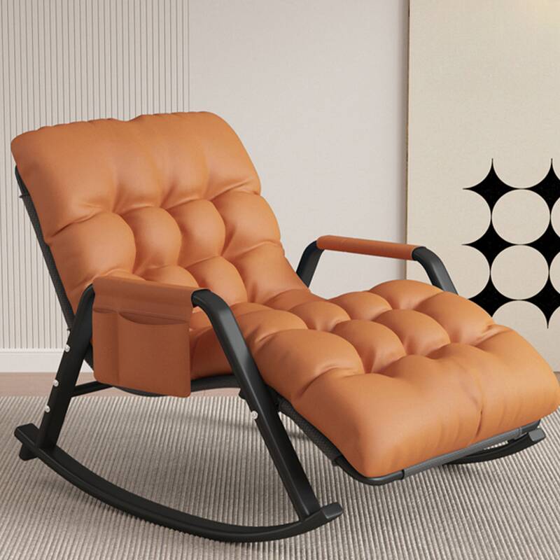 Simple Scratch-tolerant Upholstered Porch Rocker with Padded Track Arm