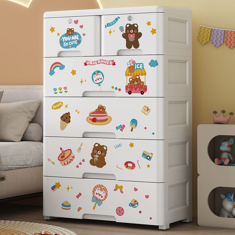 Simple Plastic & Acrylic 5-Tier Bachelor Chest with Caster Wheels