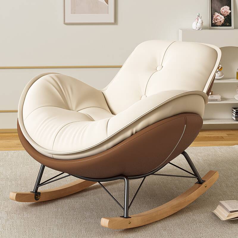 Simple 2 Piece Set Upholstered Rocking Seat with Scratch-tolerant Padded Design and Ottoman