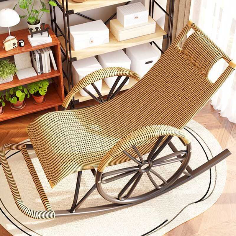 Simple Cane Porch Rocker Scratch-tolerant with Track Arm