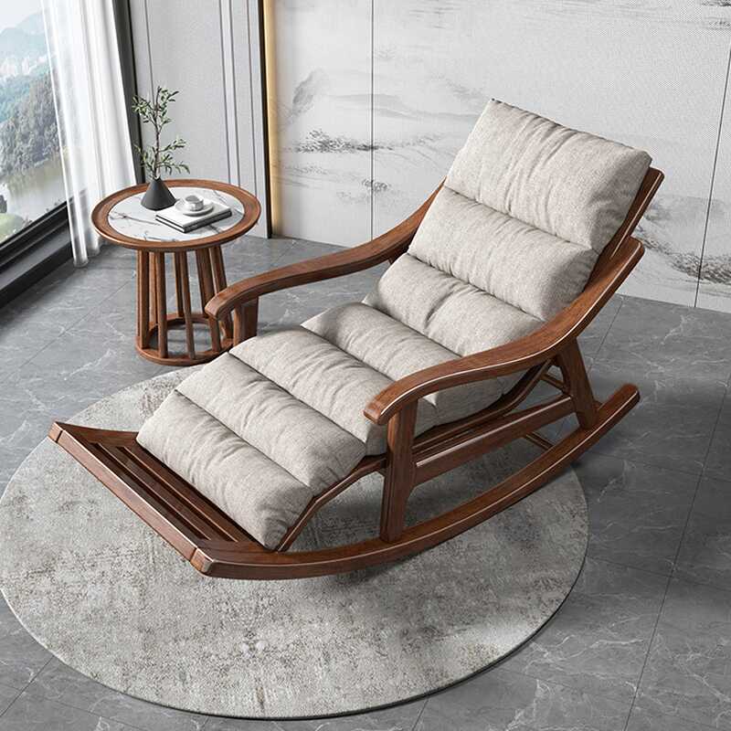Simple Upholstered Rocking Chair with Ottoman: Scratch-tolerant, Padded & Recessed Arm