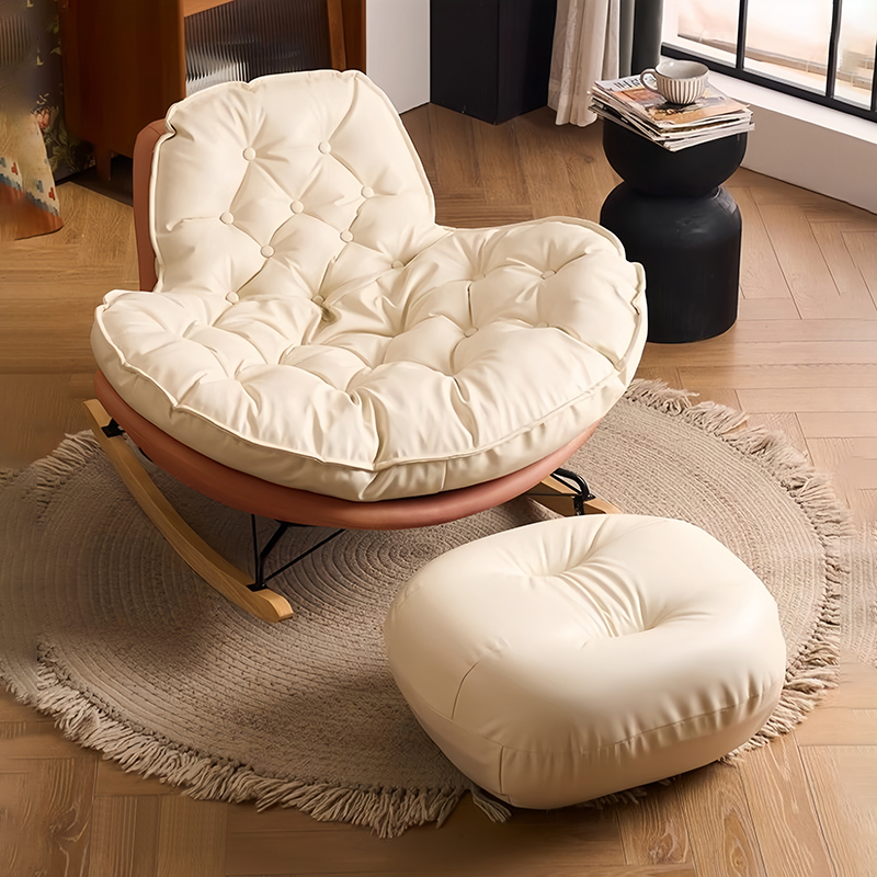 Simple Upholstered Porch Rocker with Scratch-tolerant Padding