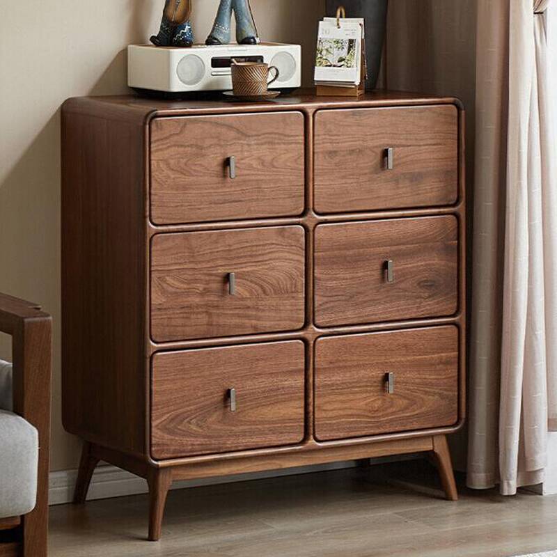 Pecan Simple Console Dresser in Natural Wood, Vertical Orientation