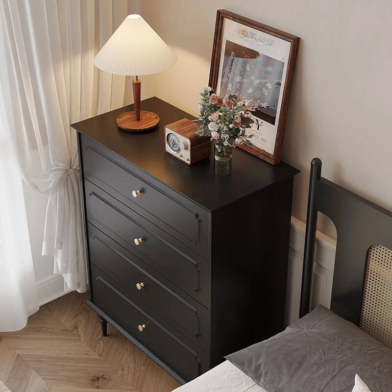 Midnight Black Bleached Wood Horizontal/Vertical Double Dresser/Semainier/Bachelor Chest with 8 Drawers/5 Drawers/4 Drawers in a Modern Simple Style