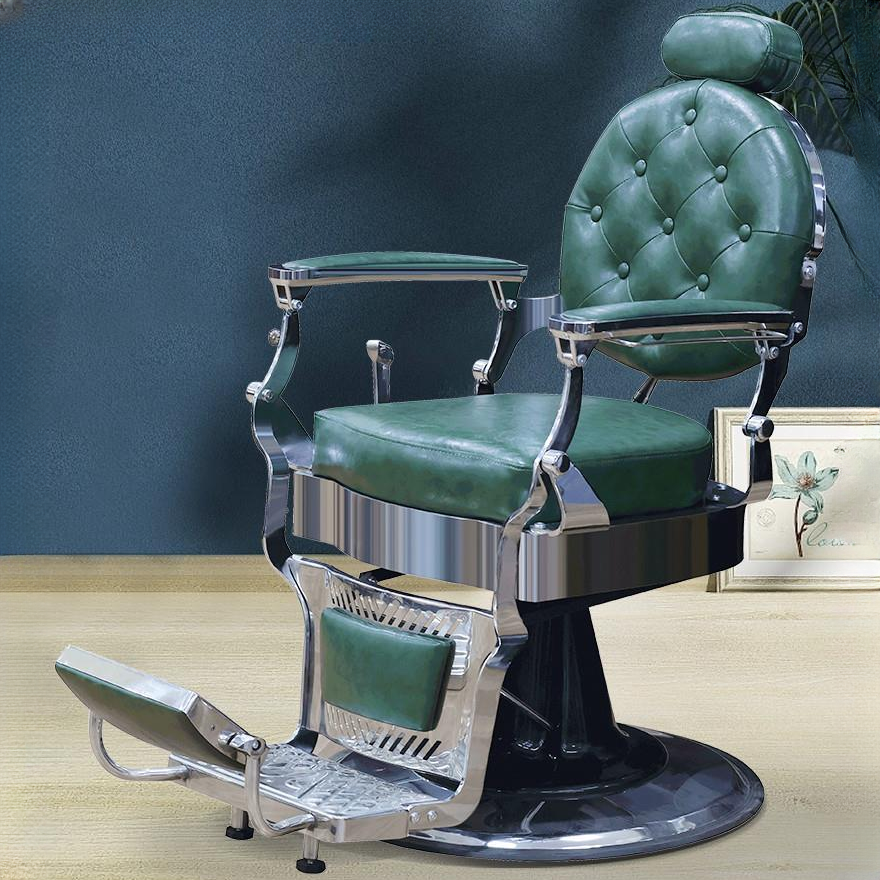 Round Ventilated Back Stain Resistant Reclining Barber Chair