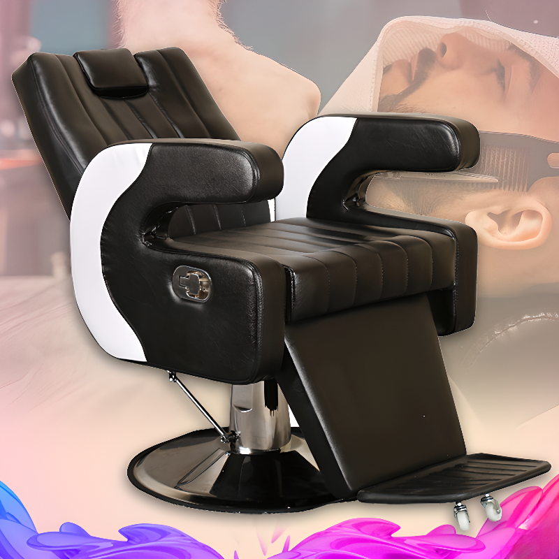 Stain Resistant Reclining Barber Chair with Pedal, Winged-back Chair