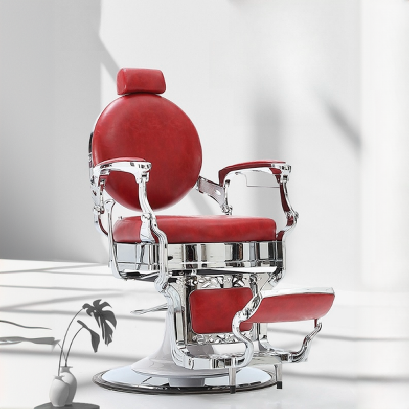 Stain Resistant Circular Barber Chair with Alterable Backrest and Airy Back