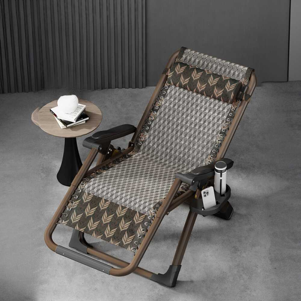 Indoor Geometric Arm Recliner with Compact Folding, Headrest, and Cup Holder Storage