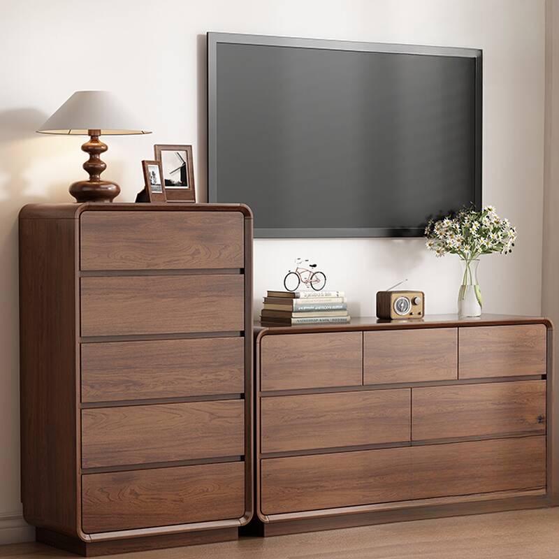 Modern Simple Style Natural Wood Bachelor Chest in Flexible Orientations (Horizontal/Vertical)