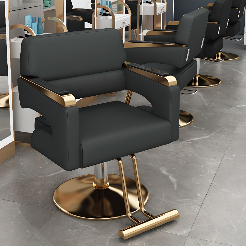 Adjustable L-Shape Styling Chair with Stainless Steel Frame, Enclosed Back, and Footrest in Solid Colour