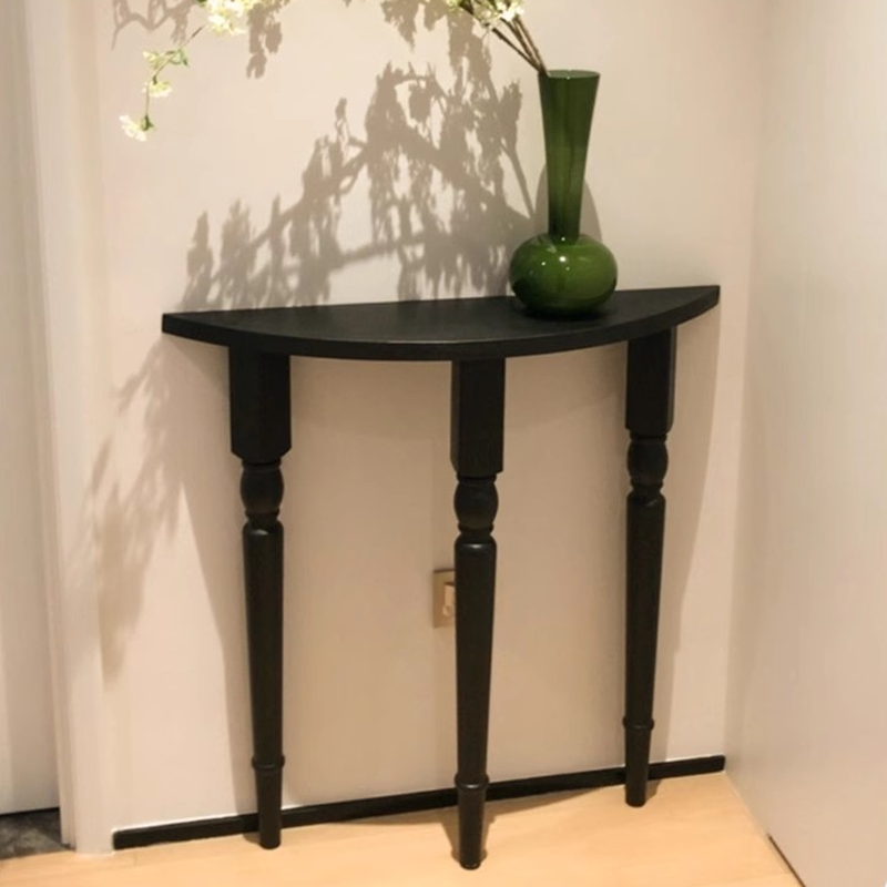 Natural Wood Three Legs Semi Circle Hallway Table