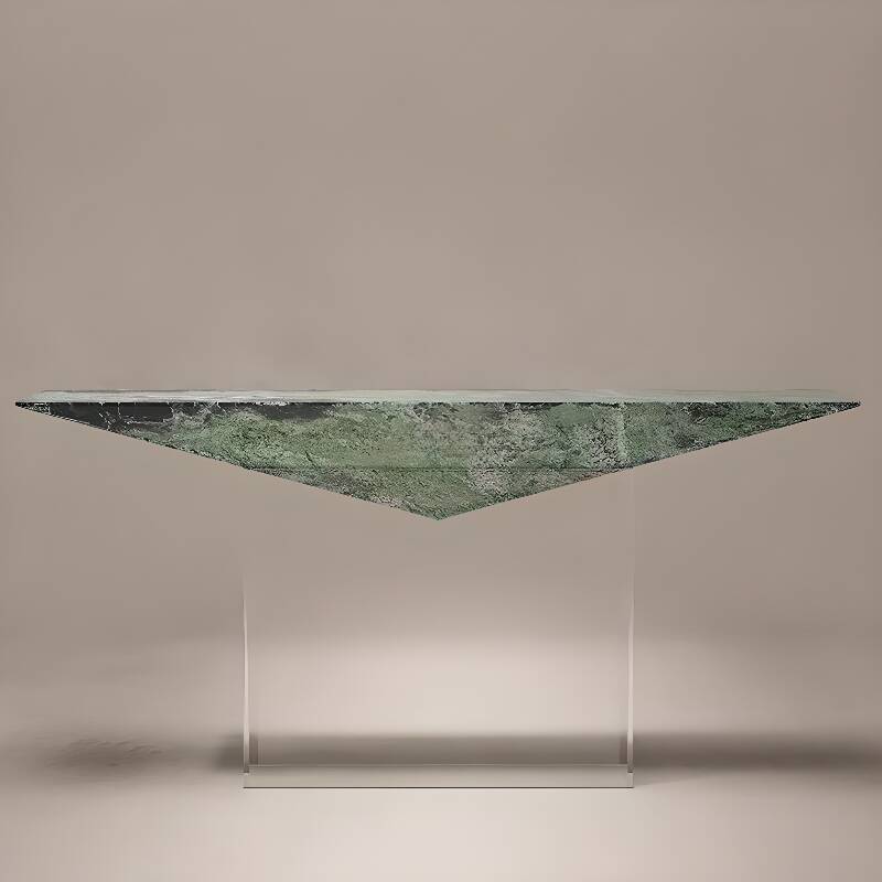 Modern Sintered Stone Pedestal Hallway Table, Scratch-proofed Rectangular Top, Stain Resistant