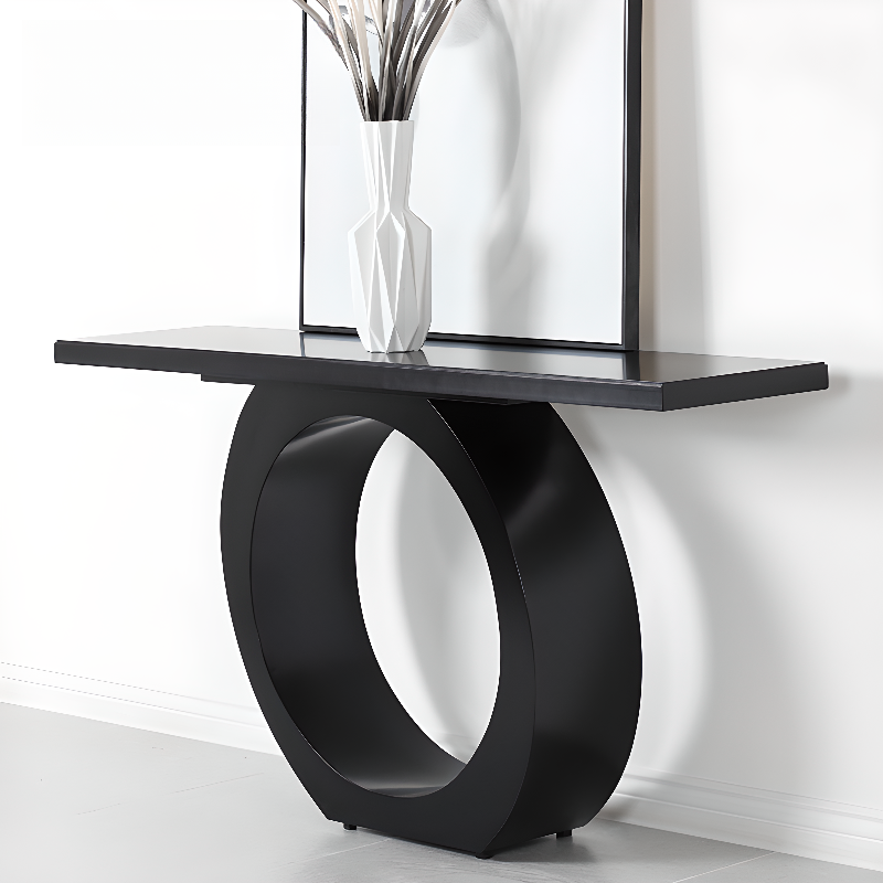 Modern Engineered Wood Geometric Hallway Table with Ink Rectangular Top