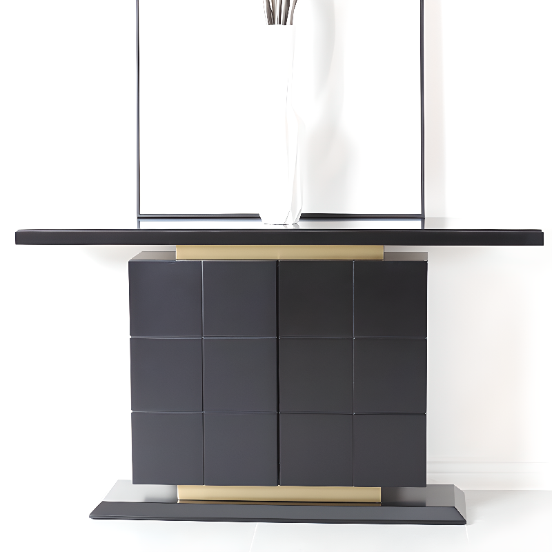 Wood Console Table Desk with 1 Cabinet and 2 Shelves