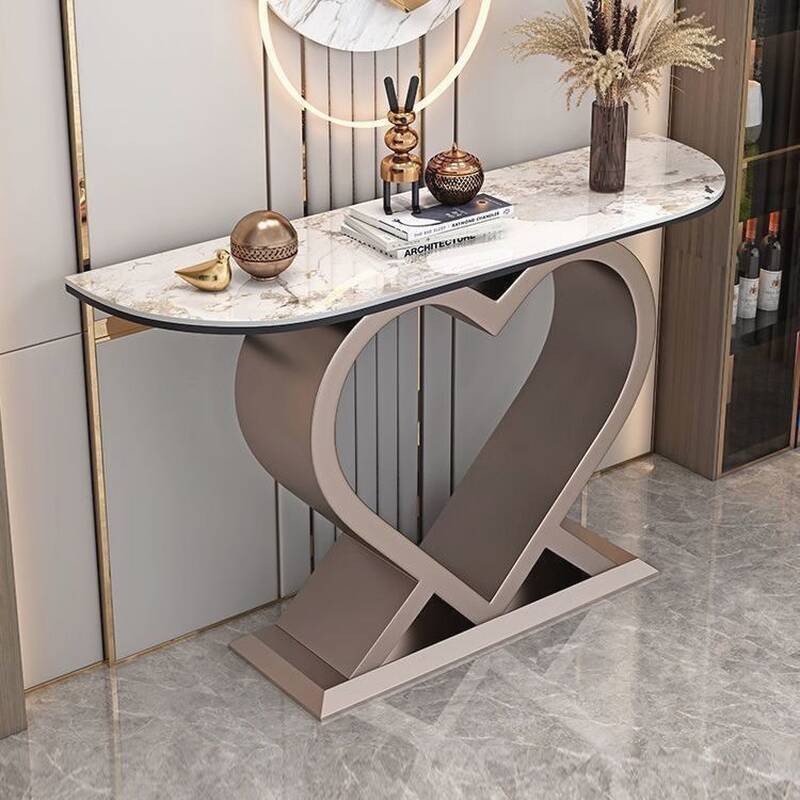 Modern Stone Console Desk with Stump Base, Scratch-tolerant and Stain Resistant, Free Form Top