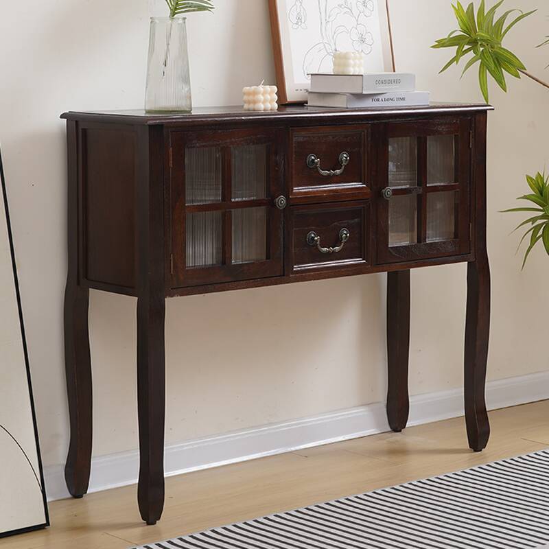 Wood Console Table Desk with 1 Drawer and 2 Cabinets