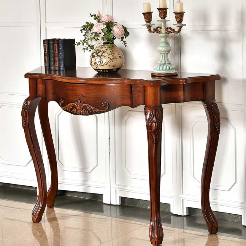 Ultra Modern Live Edge Auburn Timber Console Desk with Four Legs