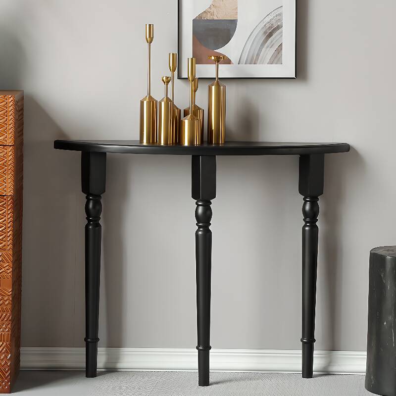 Timber Three-Legged Semi Circle Console Table Desk