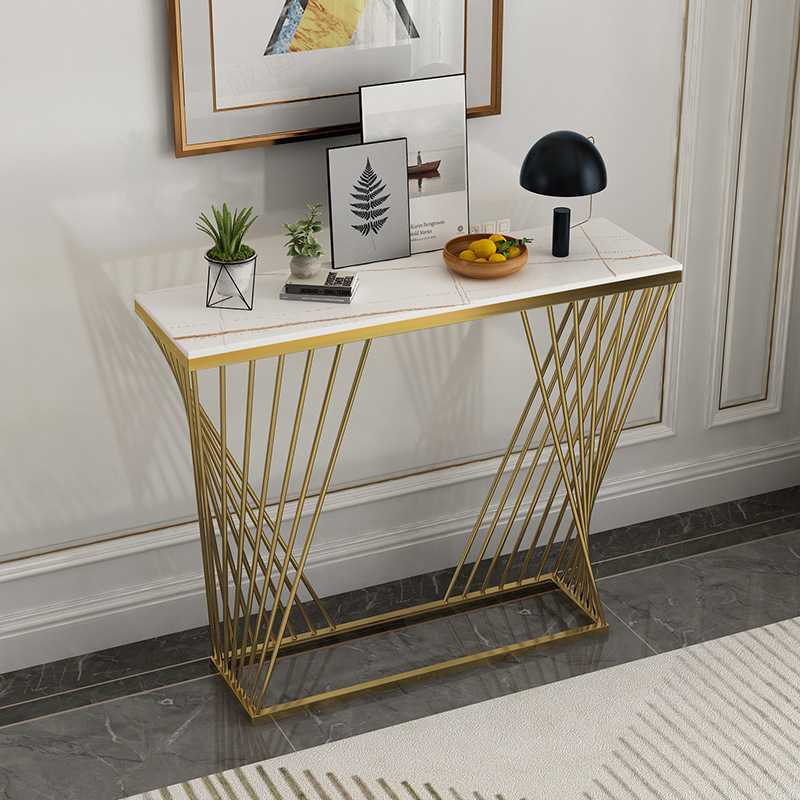 Luxurious/Stylish Marble Slab Console Stand with Framework Base, Scratch-shielded, Rectangular, Stain Resistant