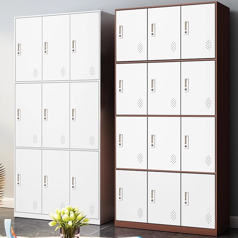 Modern Steel 3-Tier/2-Tier Employee Lockers with Key Lock, 9/6 Compartments, 3-Wide