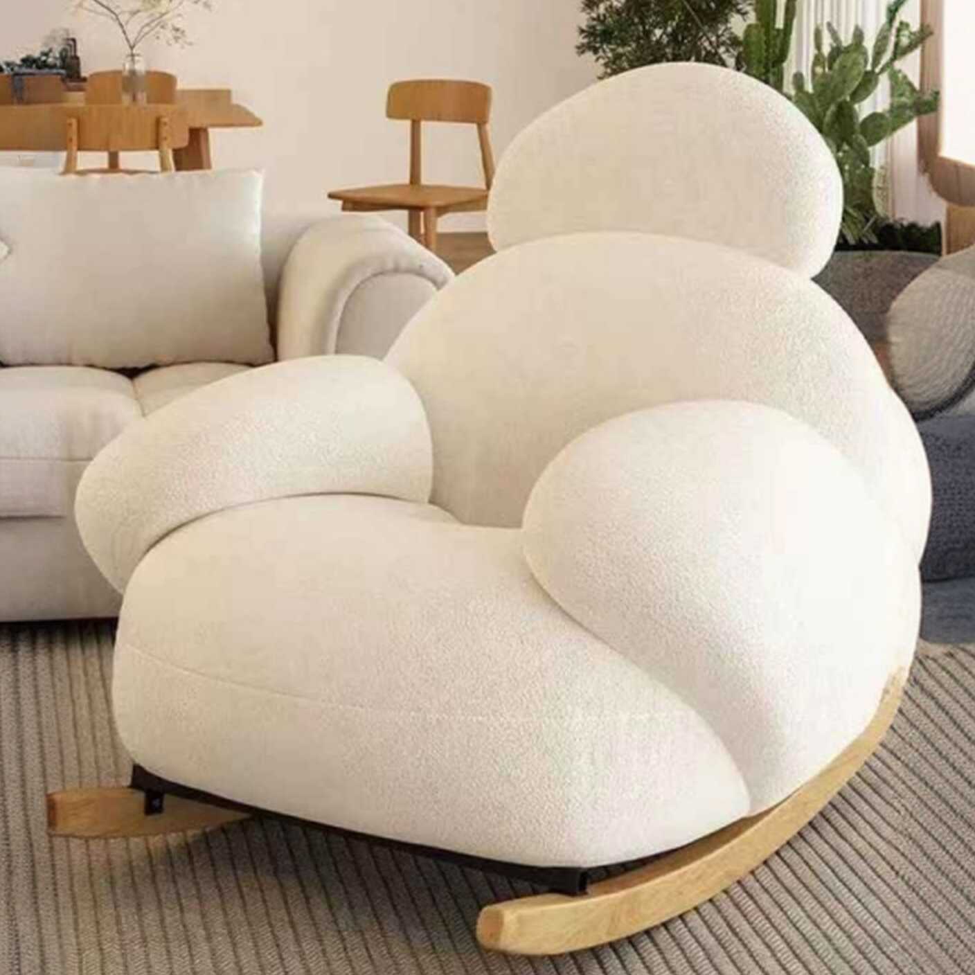 Modish Upholstered Rocking Accent Chair with Recessed Arm and Ottoman