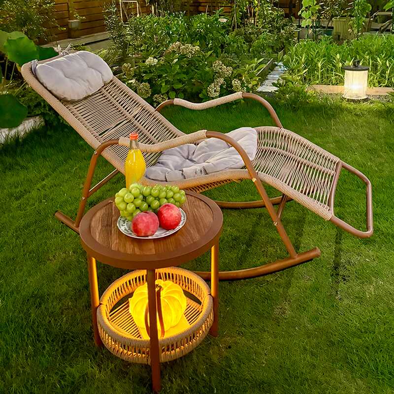 White Modish Upholstered Rocking Chair with Recessed Arm