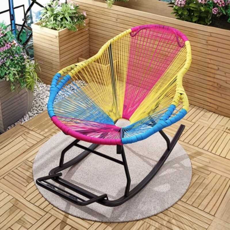 Rattan Rocking Accent Chair with Round Arm