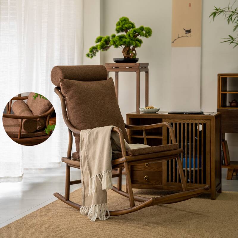 Antique Elm Wood Rocking Accent Chair