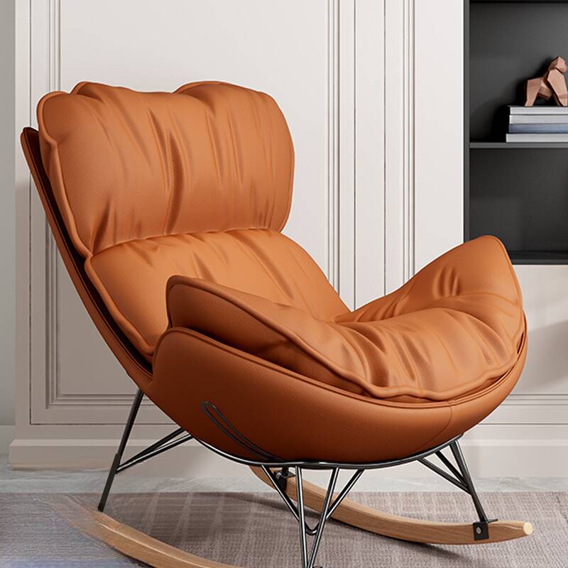 Modish Upholstered Rocking Chair, Fully Upholstered and Resistant To Dirt