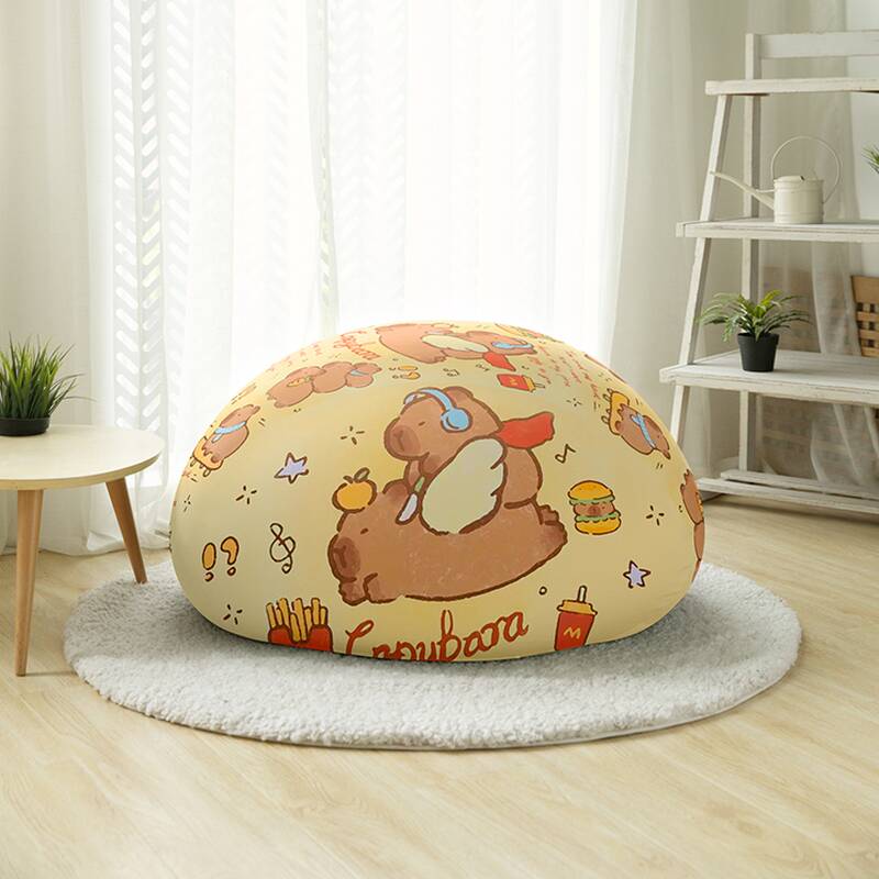 Animal Print Cartoon-Themed Bean Seat with Fabric Blend Upholstery