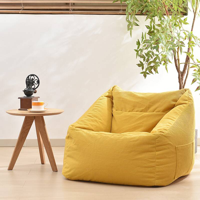 Solid Colour Corduroy Bean Bag Set in Light Blue/Sage/Auburn, Seats 1, Pre-Filled with Fill Included