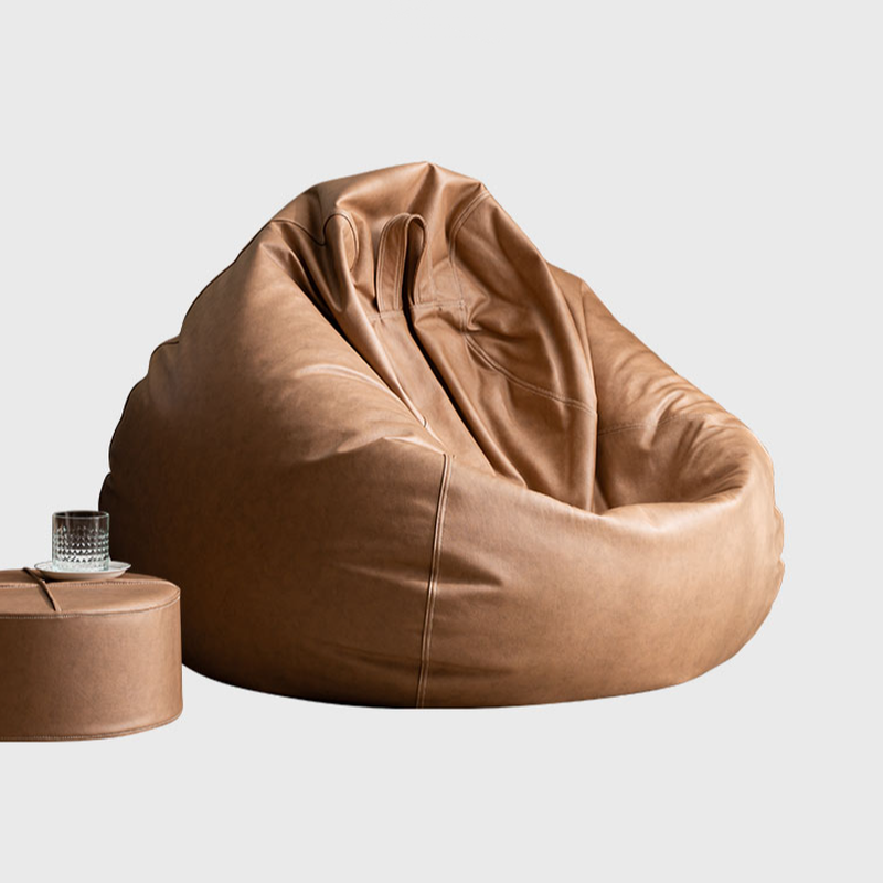 Expanded Polypropylene Beans Pre-Filled Gray/Maroon/Teal Solid Colour Faux Leather Beanbag Shape Chair with Removable Cover, Bean Bag Chair