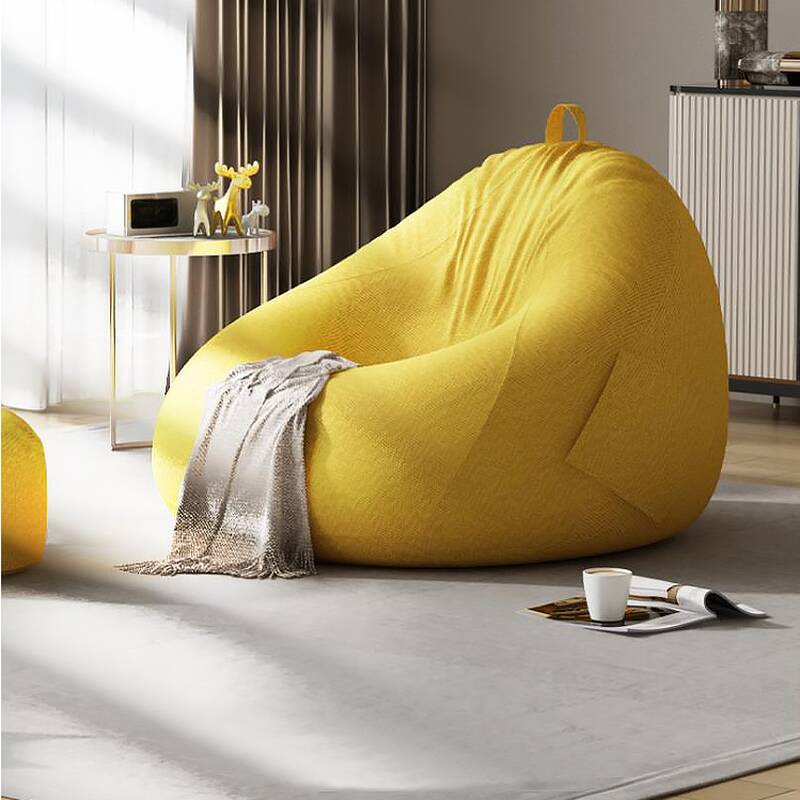 Solid Colour Flannel Bean Seat in Light Gray/Peony/Butter Colour, Pre-Filled with Removable Cover, Comfortable Seating Option