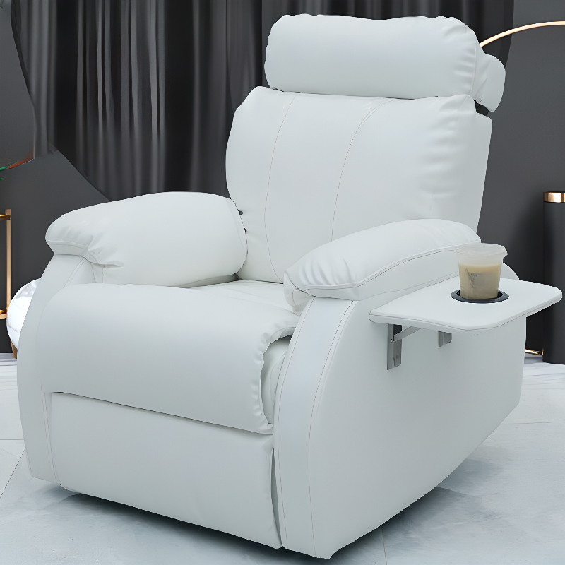 Stain Resistant Alloy Steel Barber Chair with Armrest, Motorized Recline, Cup Holder