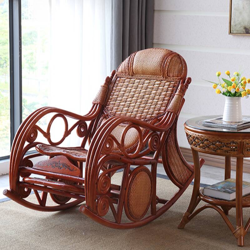 Cocoa Modish Ratten Rocking Chair with Track Arm