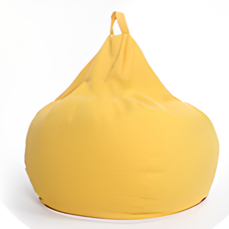 Solid Colour Cotton Blend Bean Seat in Butter, Bean Bag Chair with Zipper Closure, Pre-Filled