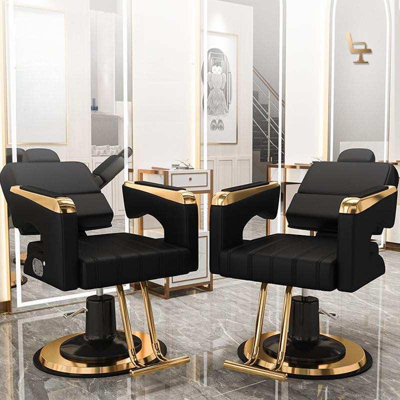 Rectangle Solid Colour Metal Rotating Watertight Barber Chair with Solid Back Panel, Manual Recline