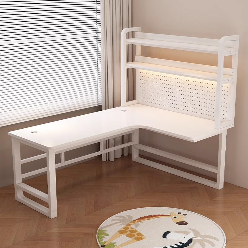 Modern Office Desk with Hutch, Integrated Cable Management, and Desk Return