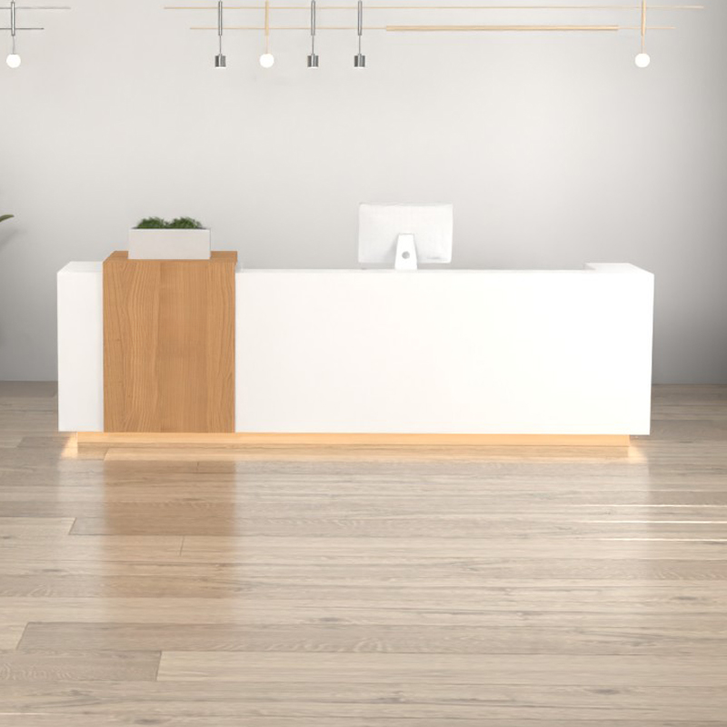 Rectangular Reception Desk with Keyboard Tray and Manufactured Wood Top