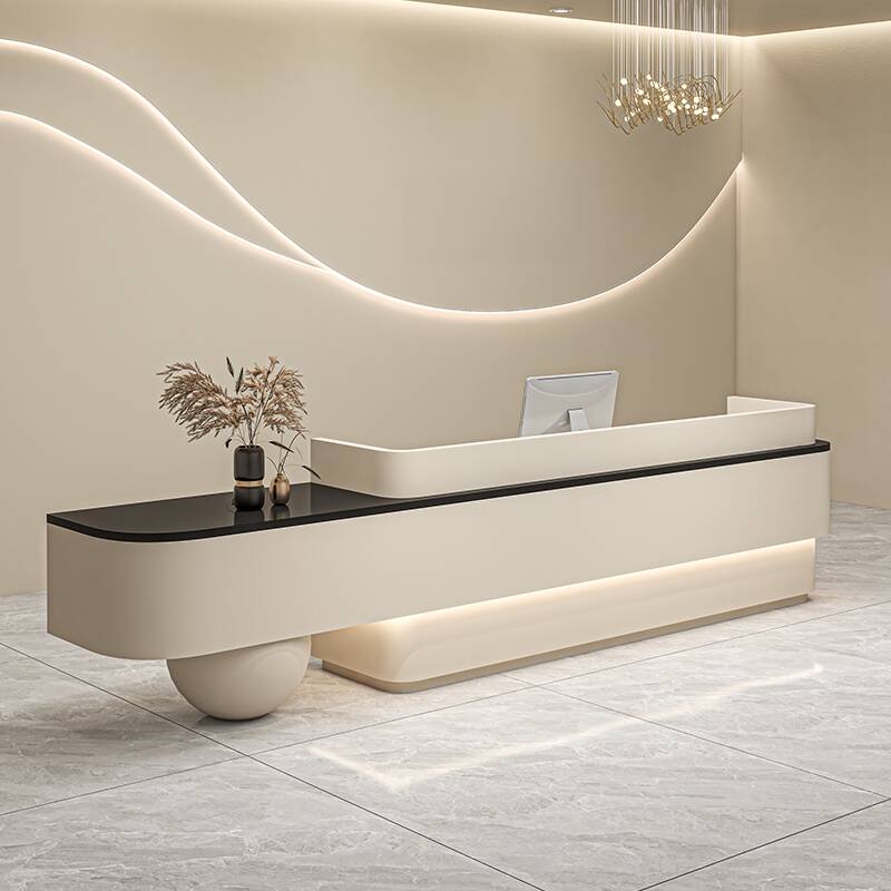 Manufactured Wood Top Rectangle Reception Desk with Cupboard, Sealed Cabinet, Keyboard Tray, Filing Cabinet & Drawer Pedestal