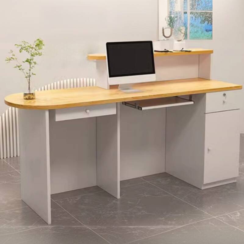 Rectangle Desk with Closet, Hutch, Keyboard Tray, Cable Management, Filing Cabinet, Manufactured Wood Top, and 2 Drawer Pedestals