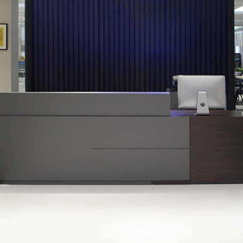 Rectangular Reception Desk with 1 Cabinet, Hutch, Filing Cabinet, and Manufactured Wood Top